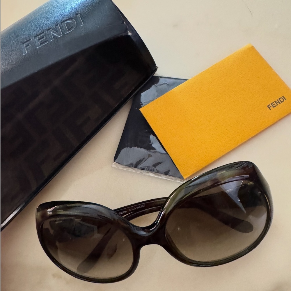 Fendi Sunglasses -  Black Green Leopard Print